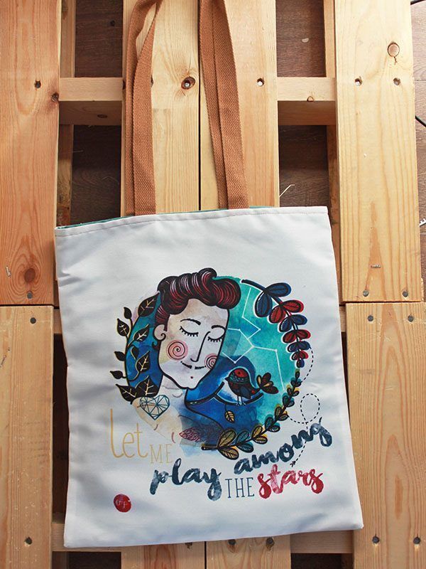 Tote bag handmade: ilustración de Lorena Medrano. In-Diana.