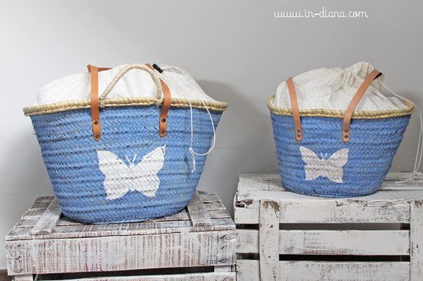 Capazos de mimbre decorados a mano para la playa: In-Diana.